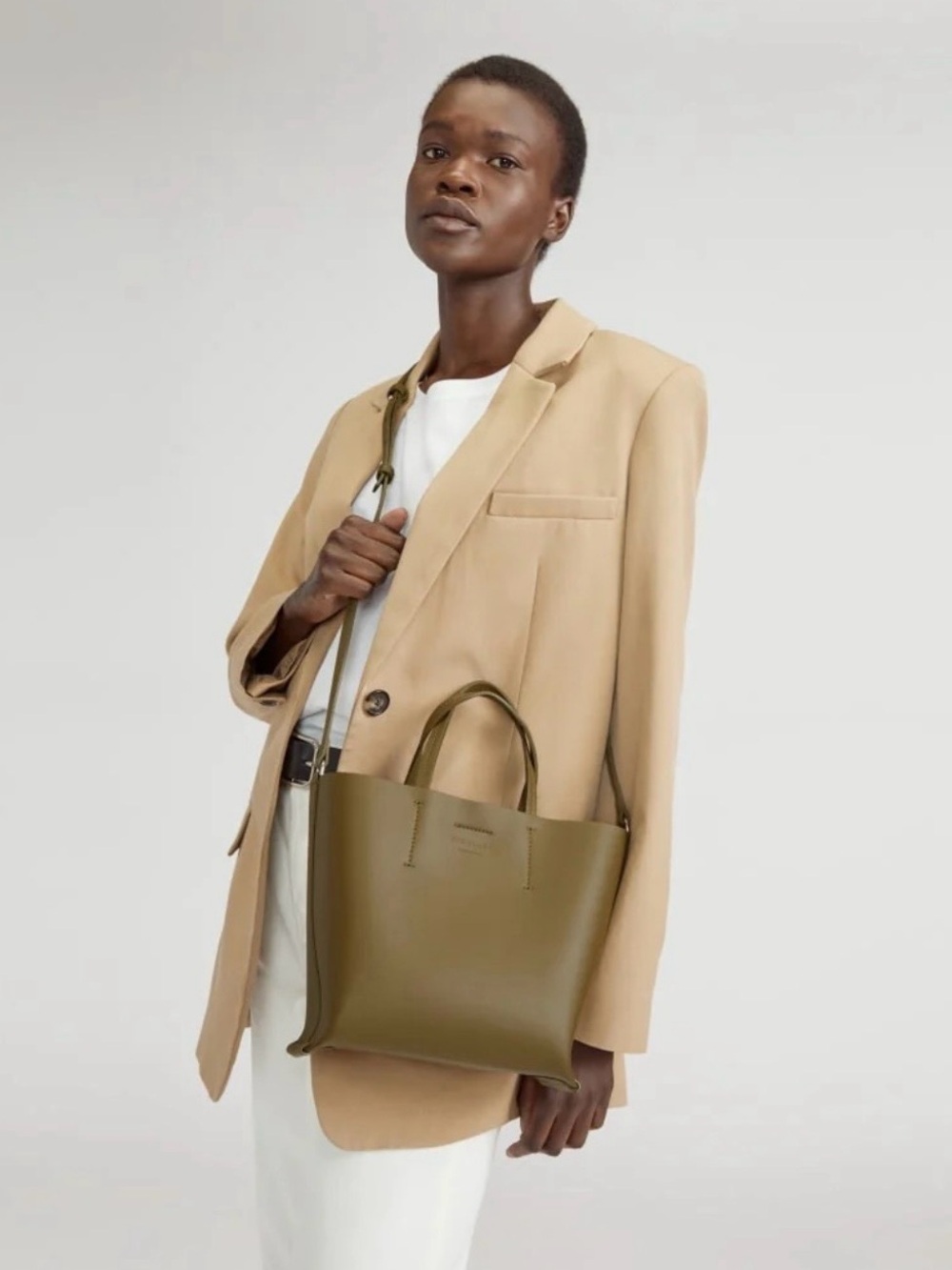 NEW EVERLANE The Luxe Italian Leather Tote Olive Leather Tote